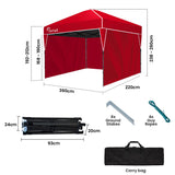 RED TRACK 3.6x2.2m Ultra Compact Folding Gazebo, Walls, Carry bag, Portable Outdoor Popup Marquee for Camping Beach - Rear View