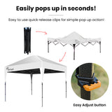 RED TRACK 3x3m Ultra Compact Folding Gazebo, Carry bag, Portable Outdoor Popup Marquee for Camping Beach, White - 45-Degree Angle