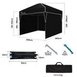 RED TRACK 3x3m Ultra Compact Folding Gazebo, Walls, Carry bag, Portable Outdoor Popup Marquee for Ca