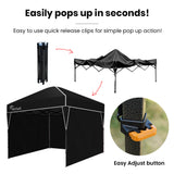 RED TRACK 3x3m Ultra Compact Folding Gazebo, Walls, Carry bag, Portable Outdoor Popup Marquee for Ca - 45-Degree Angle