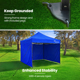 RED TRACK 3x3m Premium Pop Up Gazebo Marquee, Patented Steel Cable Canopy Support System, Wheeled Carry Bag, Side Walls, UV Block, Reinforced Frame,