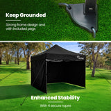 RED TRACK 3x3m Premium Pop Up Gazebo Marquee, Patented Steel Cable Canopy Support System, Wheeled Carry Bag, Side Walls, UV Block, Reinforced Frame,
