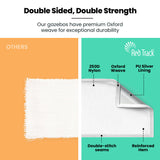 RED TRACK 3x3m Premium Pop Up Gazebo Marquee, Patented Steel Cable Canopy Support System, Wheeled Carry Bag, Side Walls, UV Block, Reinforced Frame, White - Close-Up Angle