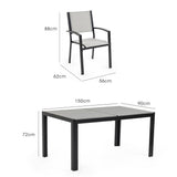 FORTIA 7pc Outdoor Dining Furniture Set, Table and Chairs Setting for Outside - Rear View