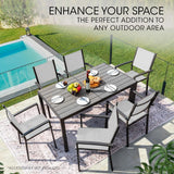 FORTIA 7pc Outdoor Dining Furniture Set, Table and Chairs Setting for Outside - Front View