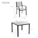 Fortia 5pc Outdoor Dining Furniture Set, 90 x 90cm Table and Chairs Setting for Outside - Rear View