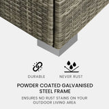 LONDON RATTAN 3 Seater Modular Outdoor Lounge Setting incl. Ottoman, Grey - Front View