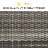 LONDON RATTAN 3 Seater Modular Outdoor Lounge Setting incl. Ottoman, Grey - 45-Degree Angle