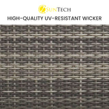 LONDON RATTAN 4 Seater Modular Outdoor Lounge Sofa Setting, Grey - 45-Degree Angle