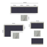 LONDON RATTAN 5 Piece 4 Seater Outdoor Modular Lounge Setting with Coffee Table, Grey - Rear View