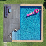 LONDON RATTAN 5 Seater Modular Outdoor Lounge Setting with Coffee Table, Ottoman, Grey - Close-Up Angle