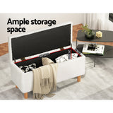Artiss Storage Ottoman Blanket Box 99cm Teddy Fabric White - 45-Degree Angle
