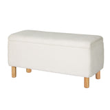Artiss Storage Ottoman Blanket Box 99cm Teddy Fabric White - Close-Up Angle