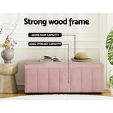 Artiss Storage Ottoman Blanket Box 103cm Velvet Pink