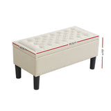 Artiss Storage Ottoman Blanket Box 96cm Linen Taupe - Front View