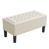 Artiss Storage Ottoman Blanket Box 96cm Linen Taupe - Side View