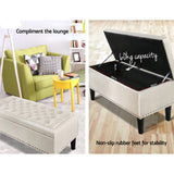 Artiss Storage Ottoman Blanket Box 96cm Linen Taupe - Top-Down View