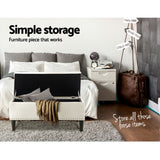 Artiss Storage Ottoman Blanket Box 96cm Linen Taupe - Rear View