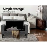 Artiss Storage Ottoman Blanket Box 104cm Linen Grey - Rear View