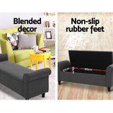 Artiss Storage Ottoman Blanket Box 125cm Arm Linen Grey - Top-Down View