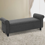 Artiss Storage Ottoman Blanket Box 125cm Arm Linen Grey - Close-Up Angle