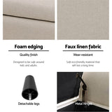 Artiss Storage Ottoman Blanket Box 125cm Arm Linen Taupe - 45-Degree Angle