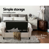 Artiss Storage Ottoman Blanket Box 125cm Arm Linen Taupe - Rear View