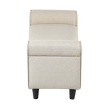 Oikiture Storage Ottoman Linen Fabric Large Beige