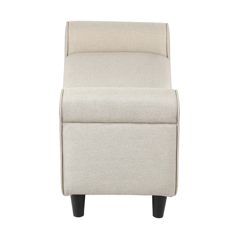 Oikiture Storage Ottoman Linen Fabric Large Beige