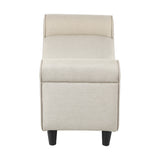 Oikiture Storage Ottoman Linen Fabric Large Beige - Front View