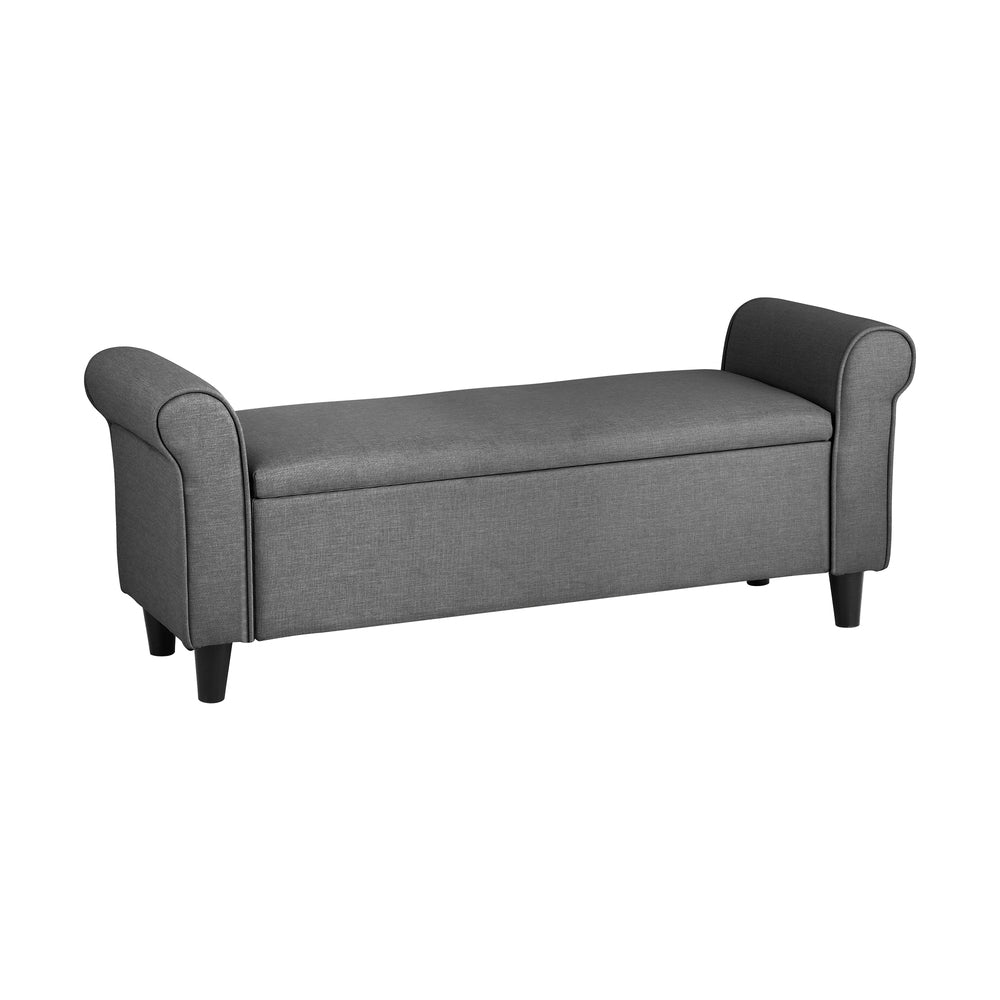 Oikiture Storage Ottoman Linen Fabric Large Grey