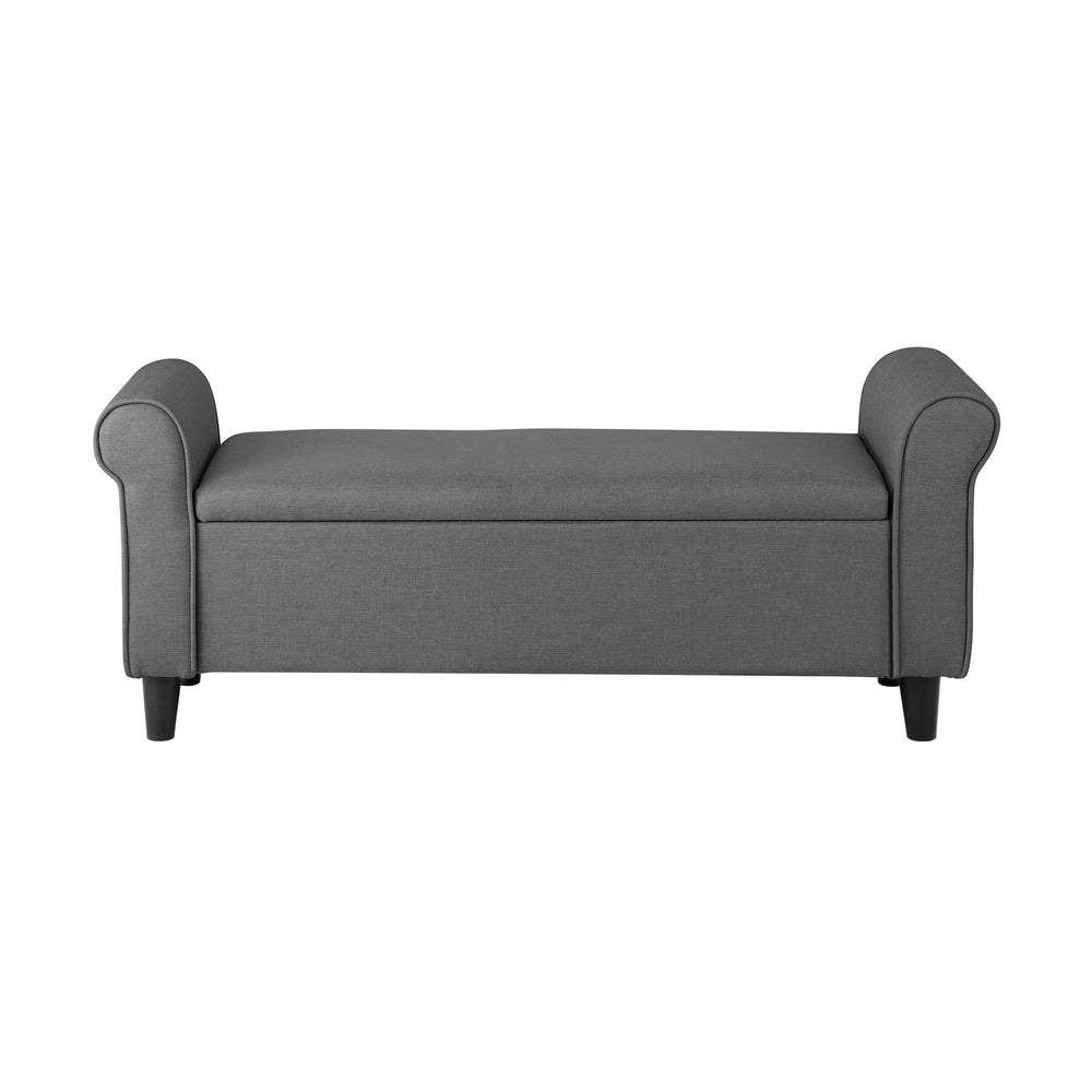 Oikiture Storage Ottoman Linen Fabric Large Grey