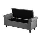 Oikiture Storage Ottoman Linen Fabric Large Grey