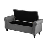 Oikiture Storage Ottoman Linen Fabric Large Grey - Top-Down View