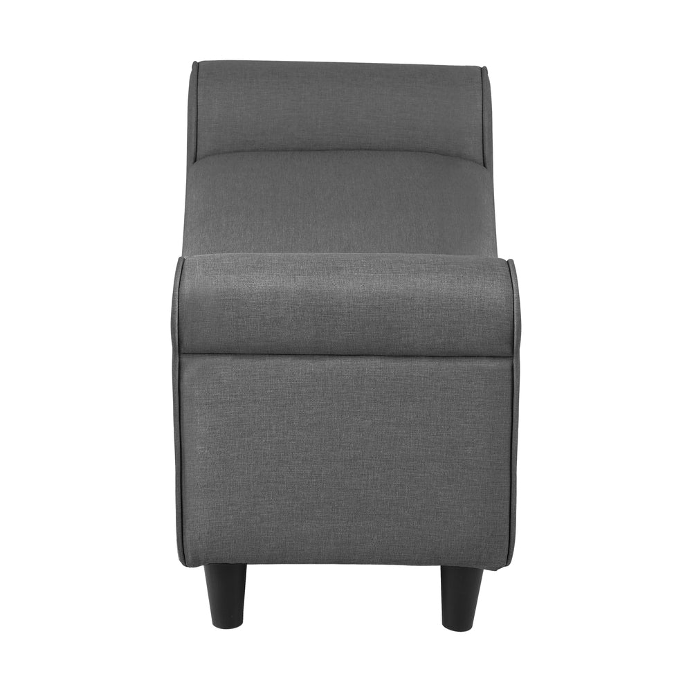 Oikiture Storage Ottoman Linen Fabric Large Grey