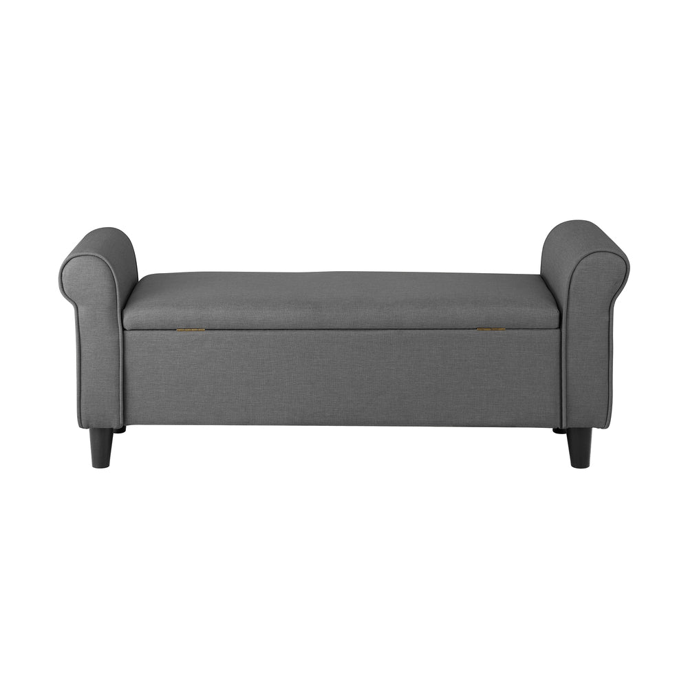 Oikiture Storage Ottoman Linen Fabric Large Grey
