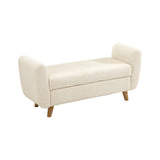 Oikiture Storage Ottoman Sherpa Fabric White with Armrests