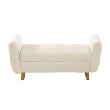 Oikiture Storage Ottoman Sherpa Fabric White with Armrests