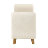 Oikiture Storage Ottoman Sherpa Fabric White with Armrests
