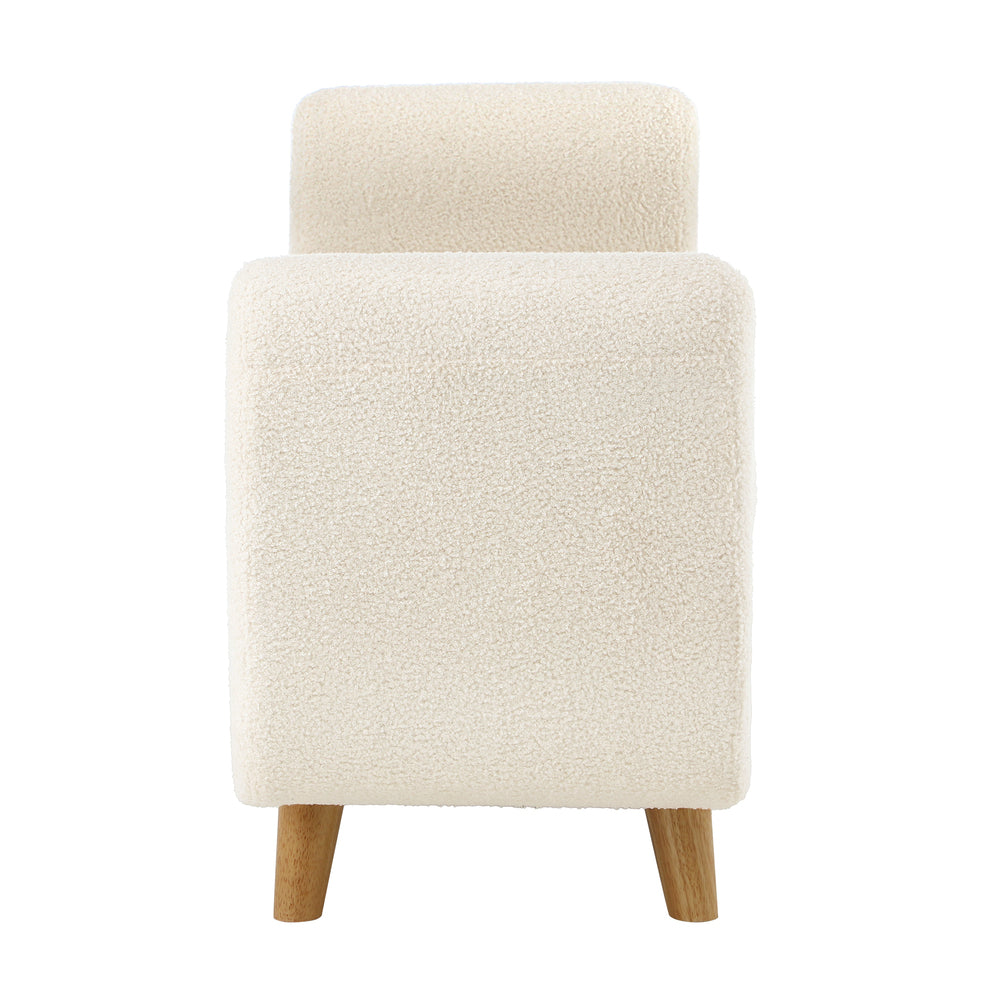 Oikiture Storage Ottoman Sherpa Fabric White with Armrests