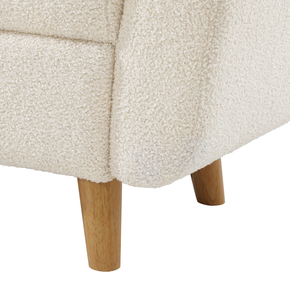 Oikiture Storage Ottoman Sherpa Fabric White with Armrests