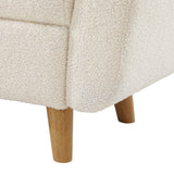 Oikiture Storage Ottoman Sherpa Fabric White with Armrests - Top-Down View
