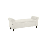Oikiture Storage Ottoman Faux Sherpa Fabric Large White
