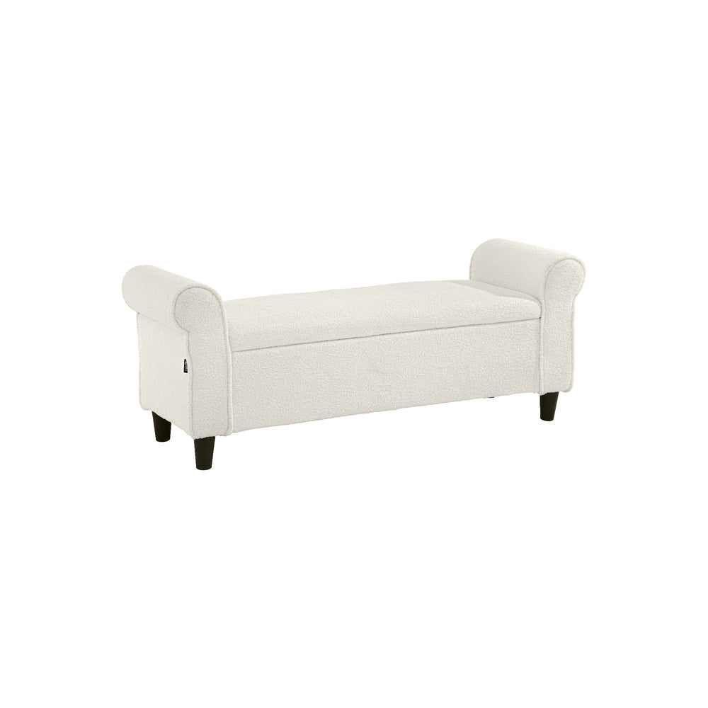 Oikiture Storage Ottoman Faux Sherpa Fabric Large White