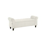 Oikiture Storage Ottoman Faux Sherpa Fabric Large White