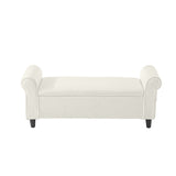 Oikiture Storage Ottoman Faux Sherpa Fabric Large White - Top-Down View