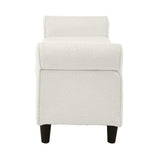 Oikiture Storage Ottoman Faux Sherpa Fabric Large White
