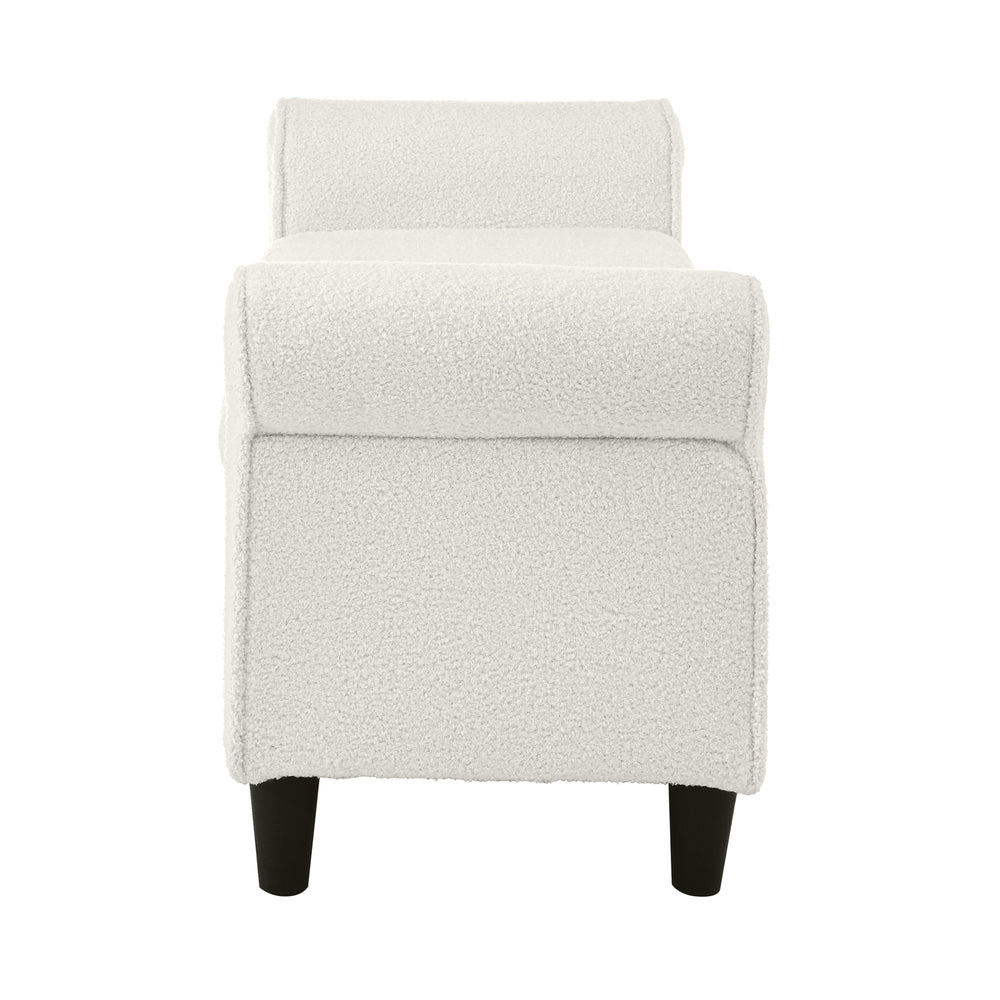 Oikiture Storage Ottoman Faux Sherpa Fabric Large White