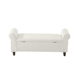 Oikiture Storage Ottoman Faux Sherpa Fabric Large White - 45-Degree Angle