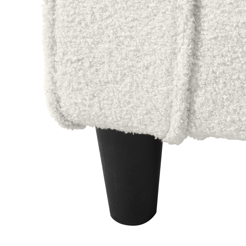 Oikiture Storage Ottoman Faux Sherpa Fabric Large White